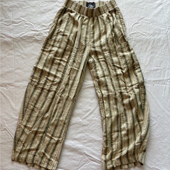 green/cream flowy linen type urban outfitters pants - Picture 1 of 3